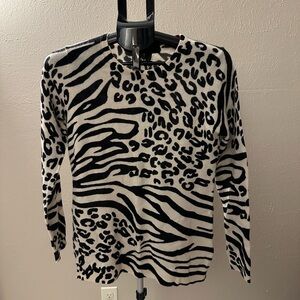 Cashmere Animal Print Long Sleeve Sweater/Top